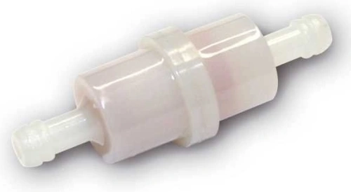 Benzínový filter plast guľatý, pripojenie 6mm - biela