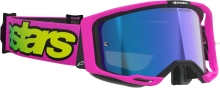 Brýle VISION 8 VISTA, ALPINESTARS (růžová fluo/žlutá fluo/zelená, zrcadlové modré plexi) 2026 (1)