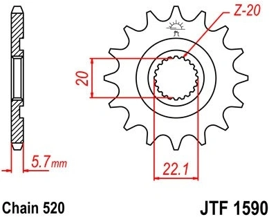 Reťazové koliesko JTF 1590-12 12 zubov, 520