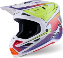 Přilba SM7 FUSE, ALPINESTARS (bílá/žlutá fluo/fialová) 2026 Přilba SM7 FUSE, ALPINESTARS (bílá/žlutá fluo/fialová) 2026