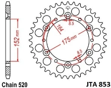 Hliníková reťazová rozeta JTA 853-50 50 zubov, 520