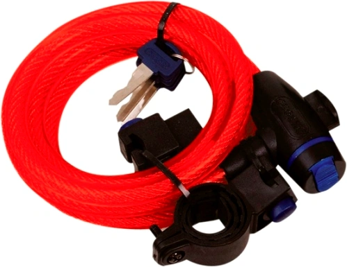 Zámok na motocykel Cable Lock, OXFORD - červený, dĺžka 1,8m