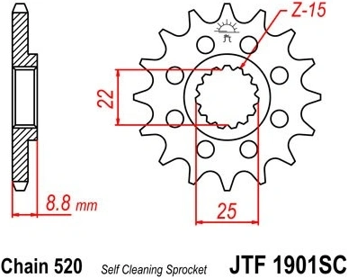 Reťazové koliesko JTF 1901-16SC 16 zubov, 520