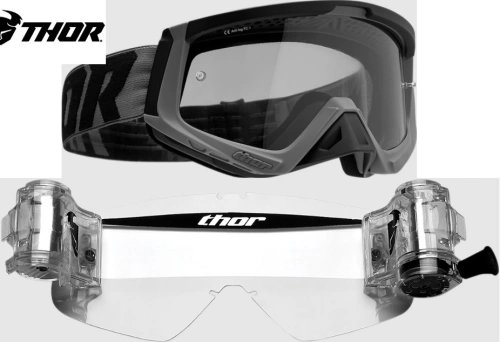 Motokrosové okuliare Thor Sniper Roll-off Total Vision Starter kit - šedá/čierna
