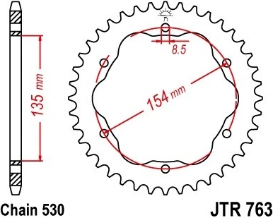 Reťazová rozeta JT JTR 763-40 40 zubov, 530