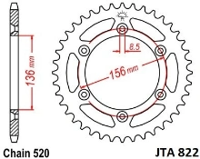 Hliníková reťazová rozeta JTA 822-50 50 zubov, 520