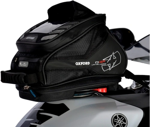 Tankbag na motocykel Q4R QR, OXFORD - Anglicko (čierny, s rýchloupínacím systémom na viečka nádrže, objem 4l)