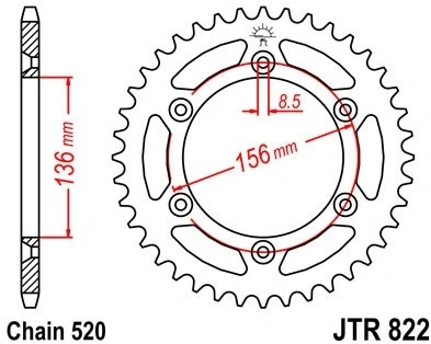 Reťazová rozeta JTR 822-47 47 zubov, 520