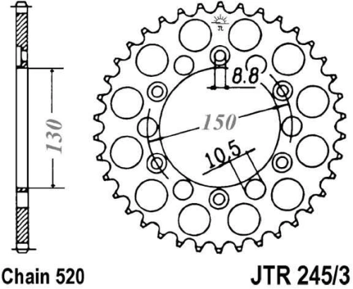 Reťazová rozeta JTR 245 / 3-45 45 zubov, 520