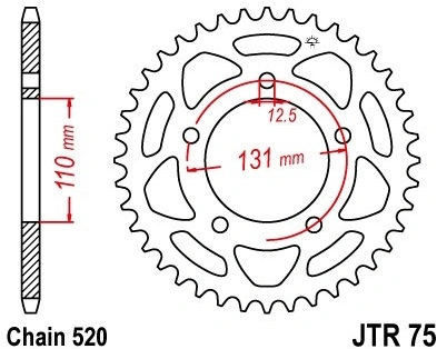 Reťazová rozeta JTR 75-44 44 zubov, 520