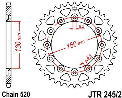 Reťazová rozeta JTR 245 / 2-45 45 zubov, 520