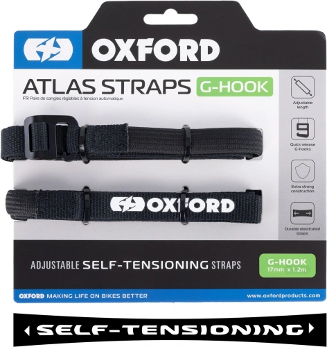 Zavazadlové popruhy Atlas G-Hook, OXFORD (černá, 17mm x 1,2m)