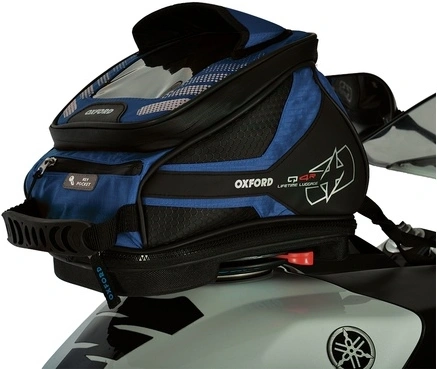 Textilné Tankvak na motocykel OXFORD Q4R QR - modrý, s rýchloupínacím systémom na viečka nádrže, objem 4l