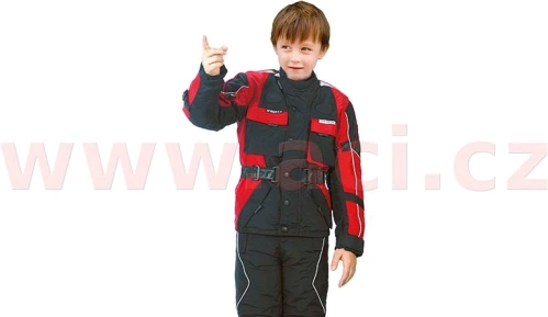 Detská bunda na motorku Roleff Taslan s membránou WindTex® - čierna / červená