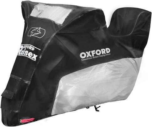 Plachta na motorku Rainex model s priestorom na kufor, OXFORD (čierna / strieborná)