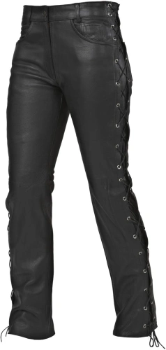 Dámske kožené nohavice Germas Leder Jeans Lady šnurovacie - čierna