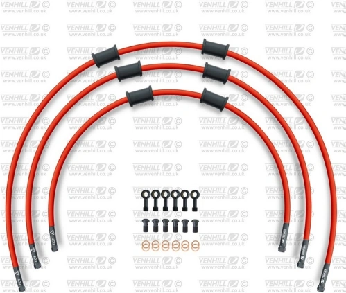 STANDARD Hadica prednej brzdy sada Venhill POWERHOSEPLUS HON-7009FB-RD (3 hadice v sade) červenej hadice, čierne koncovky