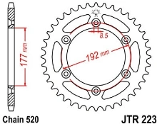 Reťazová rozeta JTR 223-53 53 zubov, 520