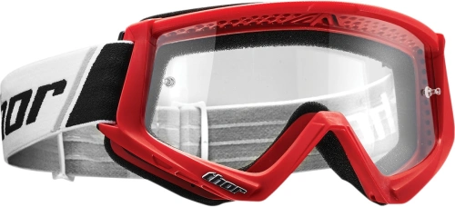 Motokrosové okuliare Thor Combat - červená, číre Anti-Fog plexi (s čapy pre sľudy)