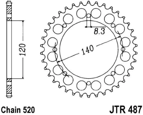 Reťazová rozeta JTR 487-43 43 zubov, 520