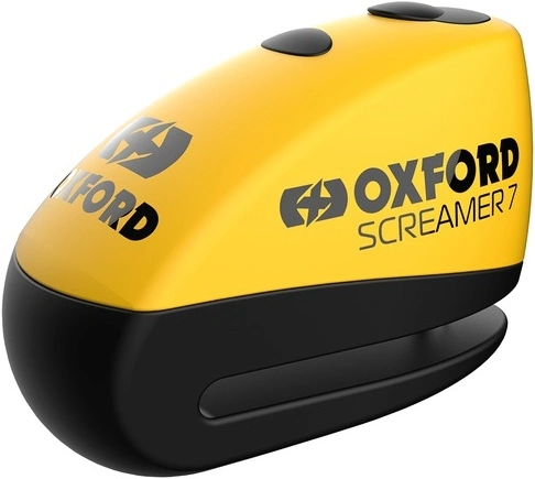 Zámok kotúčové brzdy SCREAMER 7, OXFORD (integrovaný alarm, žltý / čierny, priemer čapu 7 mm)