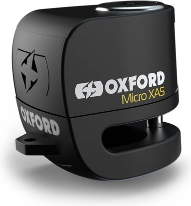 Zámok kotúčovej brzdy Micro XA5, OXFORD (integrovaný alarm, čierny, priemer čapu 5,5 mm)