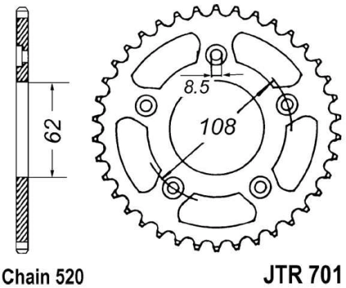 Reťazová rozeta JTR 701-41 41 zubov, 520