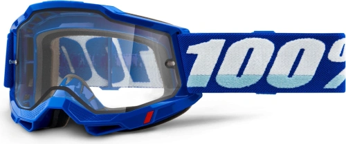 Accura 2 100% - USA, Enduro Moto okuliare modré - číre Dual plexi