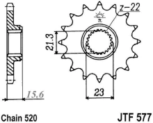 Reťazové koliesko JTF 577-15 15 zubov, 520