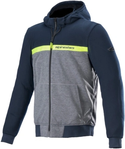 Bunda CHROME STREET HOODIE, ALPINESTARS (modrá/šedá/žlutá fluo, vel. 2XL)