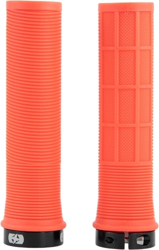Gripy DRIVER MTB LOCK-ON so skrutkovacími objímkami, OXFORD (oranžová, dĺžka 130 mm, 1 pár)