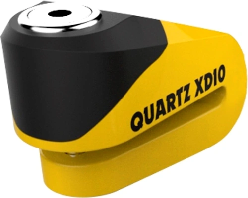 Zámok kotúčové brzdy na motorku OXFORD Quartz XD10 - žltý / čierny, priemer čapu 10mm