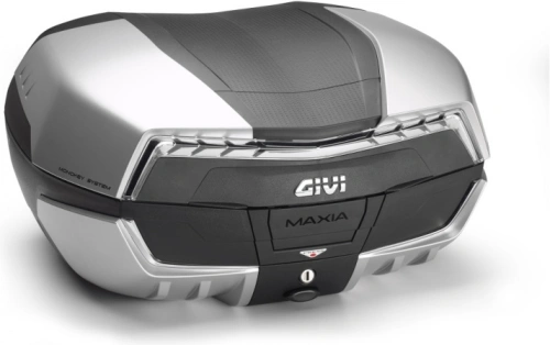 V58NT kufr GIVI Maxia 5 černo-stříbrný lakovaný matný (Monokey), čirá optika, objem 58 ltr.