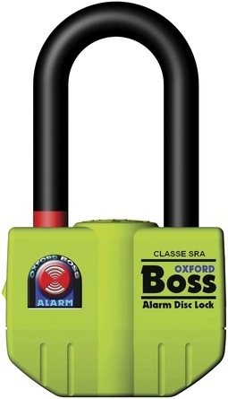 Zámok na brzdový kotúč s integrovaným alarmom Oxfrod OF3 Boss Alarm, 75x42mm - žltá