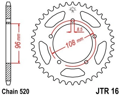 Reťazová rozeta JTR 16-40 40 zubov, 520