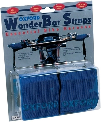 Popruhy na riadidlá Oxford OF99 WonderBar Straps pre zaistenie motocykla pri transporte - modrá