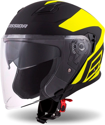 Prilba Jet Tech Corso, CASSIDA (čierna matná / žltá fluo, veľ. XS)