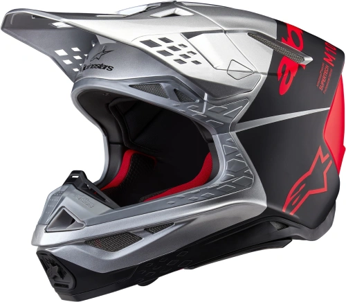 Přilba SUPERTECH S-M10 FLOOD, ALPINESTARS (stříbrná/černá/oranžová fluo, vel. L)