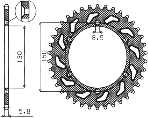 Oceľová rozeta pre sekundárne reťaze typu 520, SUNSTAR - Japonsko (50 zubov) M271-3025-50