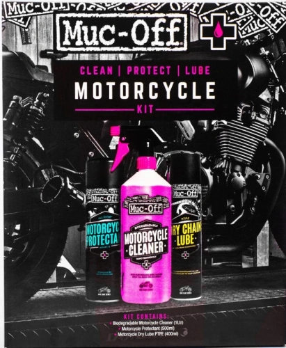Sada Muc-Off Motorcycle Clean Protect and Lube Kit pre umývanie a konzerváciu motocykla