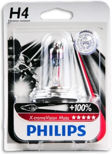 Žiarovka Philips H4 X-treme Vision Moto, 12V 60 / 55W, + 100% viac svetla