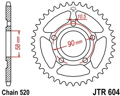 Reťazová rozeta JTR 604-44 44 zubov, 520