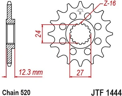 Reťazové koliesko JT JTF 1444-15 15 zubov, 520 JTF1444.15