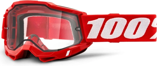 Accura 2 100% - USA, Enduro Moto okuliare červené - číre Dual plexi
