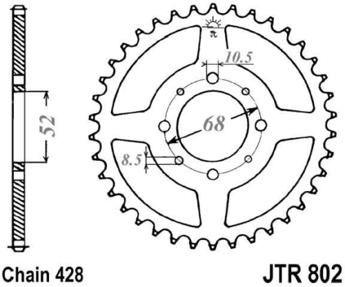 Reťazová rozeta JTR 802-42 42 zubov, 428