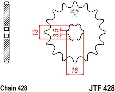 Reťazové koliesko JTF 428-16 16 zubov, 428