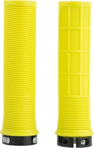 Gripy DRIVER MTB LOCK-ON so skrutkovacími objímkami, OXFORD (žltá fluo, dĺžka 130 mm, 1 pár)