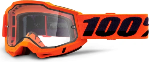 Accura 2 100% - USA, Enduro Moto okuliare Orange - číre Dual plexi