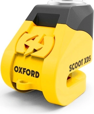 Zámok kotúčové brzdy na motorku OXFORD Scoot XD5 - žltý / čierny, priemer čapu 5mm