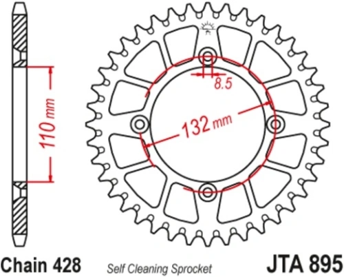 Duralová rozeta pre sekundárne reťaze typu 428, JT (48 zubov) M280-2037-48